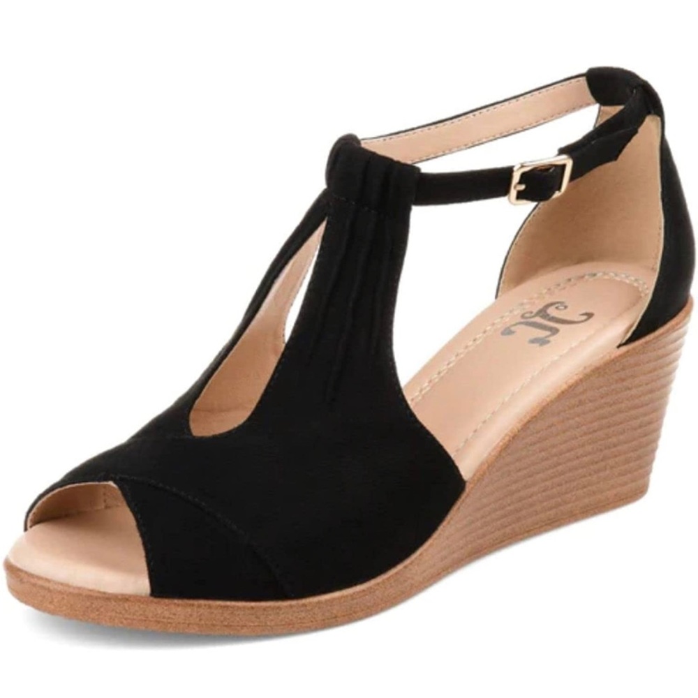 Journee ankle strap wedges